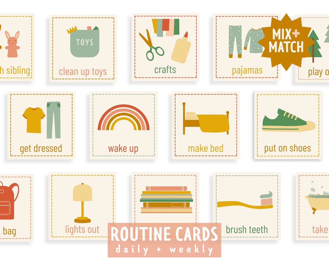 Daily and Weekly Routines | Visual Schedule Cards (printable) - Etsy