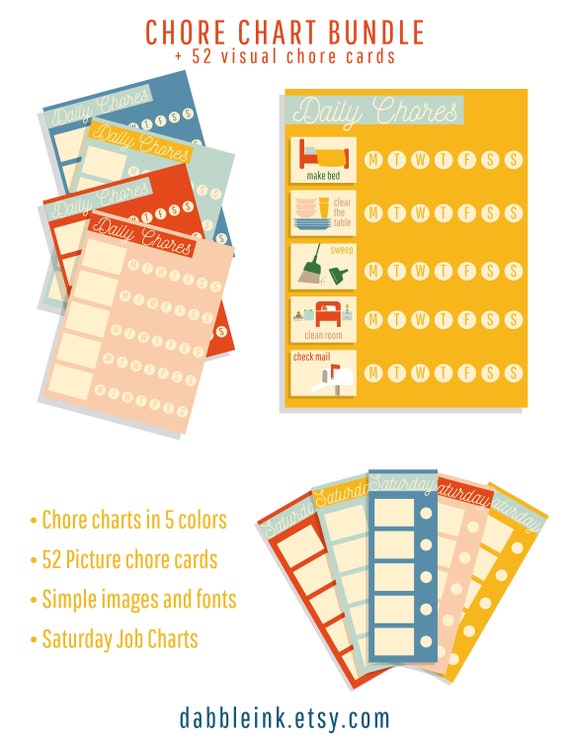 Chore Chart Bundle I Picture Chore Cards I Toddler Chore Chart I Modern  Chore Chart I Printable Weekly I Kids Chores I Responsibility Chart