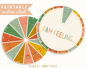 Emotions Wheel I Printable Feelings Chart I Kids Feelings Wheel I Toddler Emotion Coaching