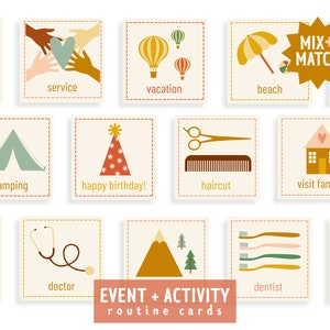 Ereignisse und Aktivitäten Routinekarten I Mix and Match I Kleinkind-Routinekarten I Visuelle Routinen I Kinder-Zeitplan I Bearbeitbare Routinekarten