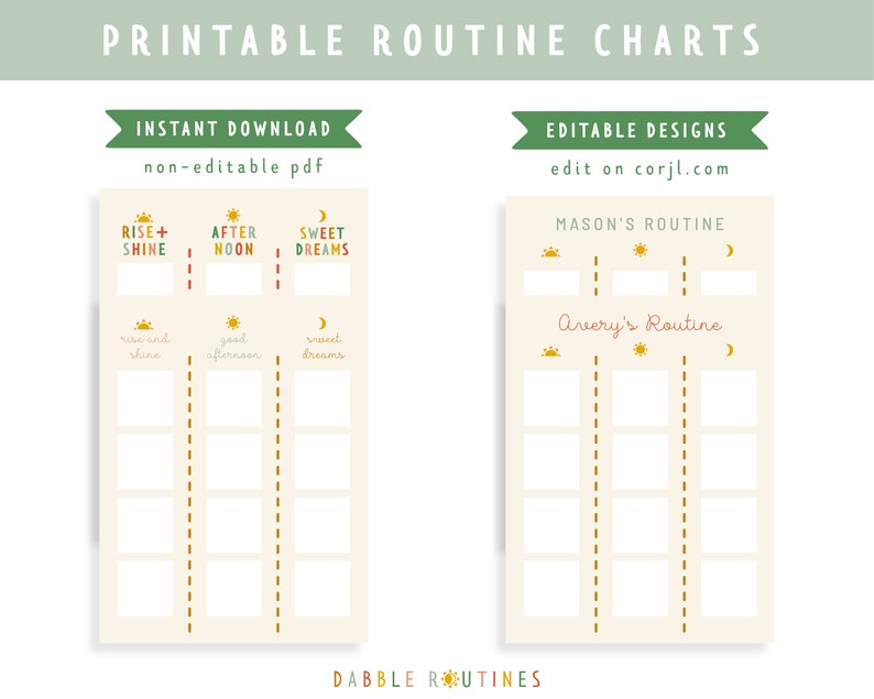 Morning Afternoon Evening Routine Chart I Kids Daily Routines I Personalized Routine Chart I Toddler Routines I Printable Routine Chart image 2