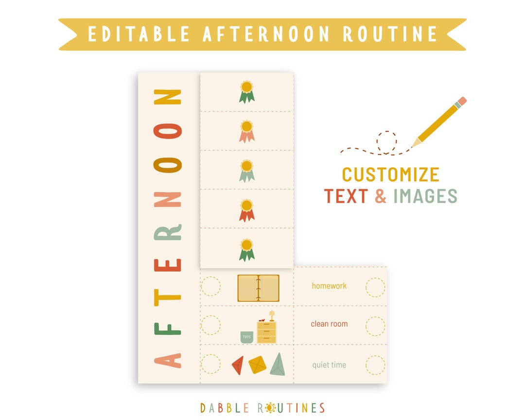 Editable Afternoon Routine Chart, Kids Visual Schedule (digital ...