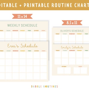 Weekly Routine Chart I Mix and Match I Kids Printable Schedule I Personalized Kids Routines I Custom Routine Chart I Toddler Schedule image 2