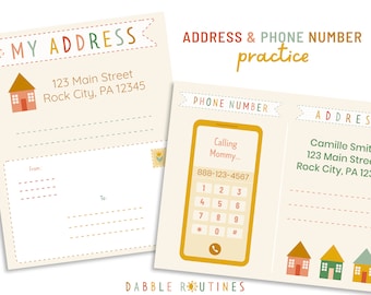 Printable Address and Phone Number Practice Sheets I Editable Life Skills I Homeschool Printables