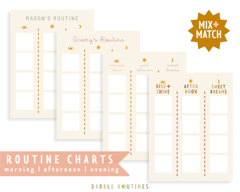 Morning Afternoon Evening Routine Chart I Kids Daily Routines I Personalized Routine Chart I Toddler Routines I Printable Routine Chart image 1