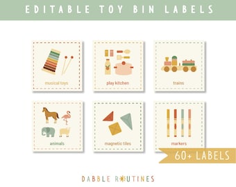 Etiquetas editables para cajas de juguetes, organización de la sala de juegos (descarga digital)
