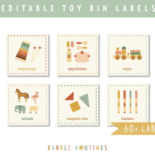 Editable Toy Bin Labels I Toy Storage I Playroom Organization