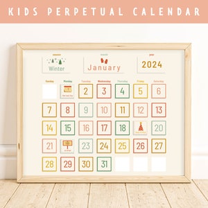 Monthly Calendar for Kids I Learning Calendar I Perpetual Toddler Calendar I Classroom or Preschool Calendar