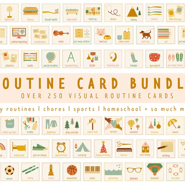 Routine Card Bundle for Kids I Daily Routines I Chores I Holidays I Homeschool I Events and Activities I Sports