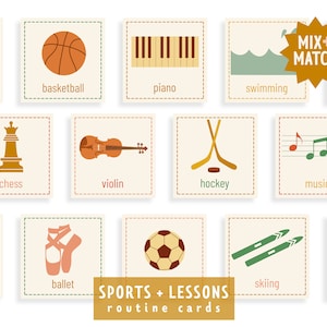 Routinekaarten voor sport en lessen I Mix en match I Naschoolse activiteiten I Lesschema I Kinderen en peuters I Afdrukbare routinekaarten
