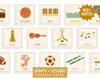 Sports and Lessons Routine Cards I Mix and Match I After School Activities I Lesson Schedule I Kids and Toddler I Printable Routine Cards