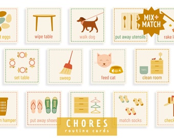 Chore Routine Card I Mix and Match I Visual Chore Cards I Printable Chore Cards I Editable I Chore Chart for Kids I Toddler Chores