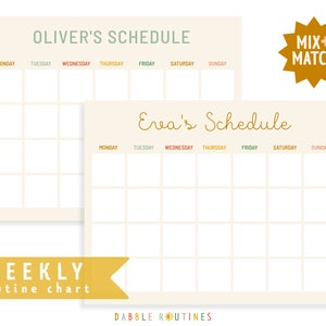 Weekly Routine Chart I Mix and Match I Kids Printable Schedule I Personalized Kids Routines I Custom Routine Chart I Toddler Schedule image 1