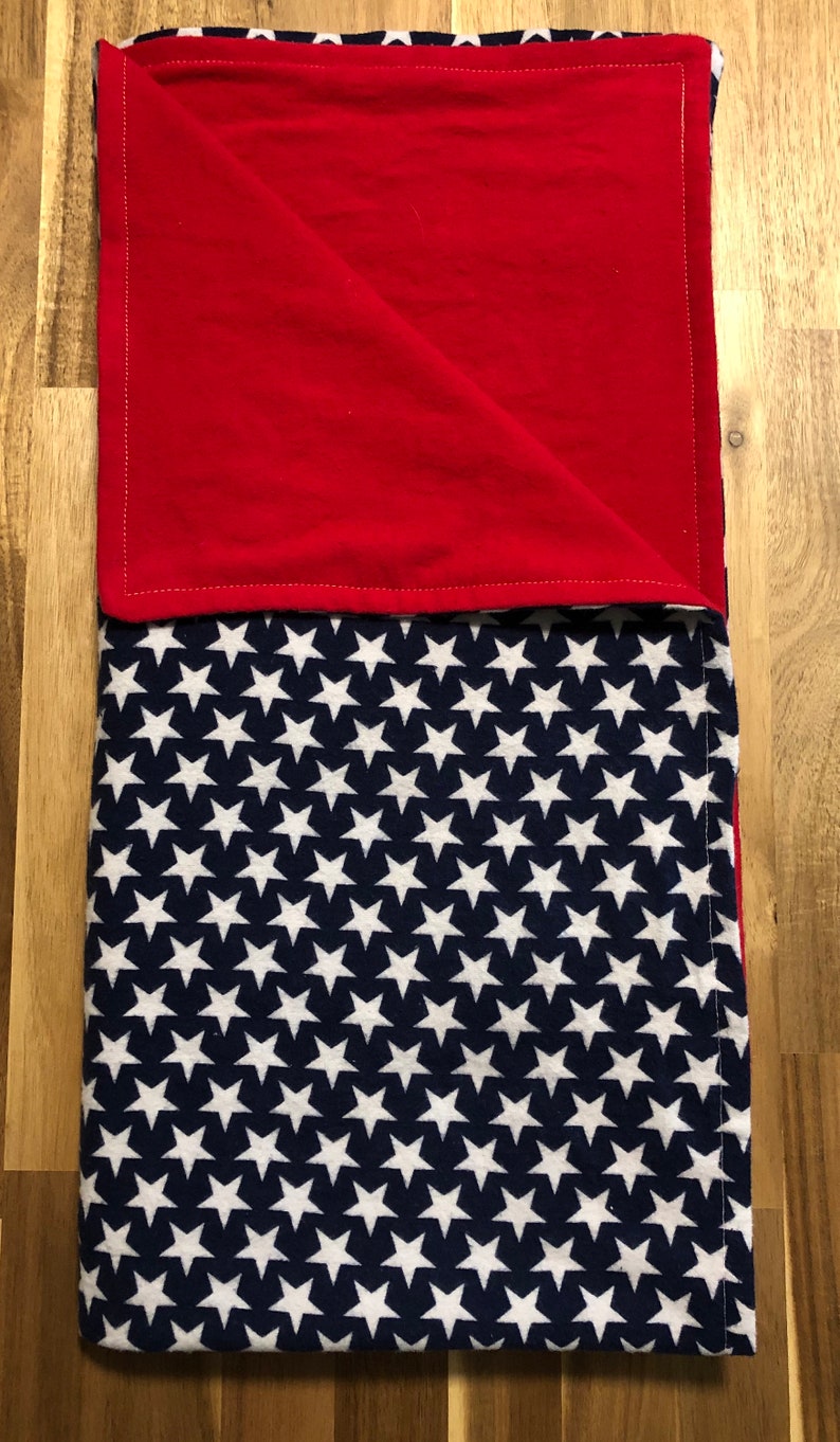 Extra Large Flannel Receiving Blanket and Blue Stars White Red