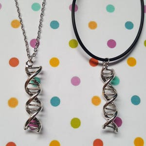 DNA helix necklace, DNA helix pendant, Pendant necklace, Science, Geek, Nerdy, Geek chic, Gifts for geeks, Science lovers, DNA, Helix image 1