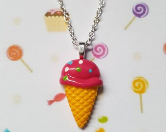 Ice cream necklace, Ice cream pendant, Pendant necklace, Ice cream, Ice cream cone, Summer jewellery, Holiday jewellery, Beach, Seaside