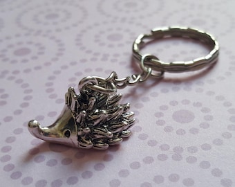 Hedgehog Keyring | 3D Tibetan Silver Pendant | Cute Animal Bag or Key Accessory | Handmade Novelty Gift