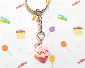 Ice-Cream Keyring | Resin Flatback Pendant | Handmade Cute Keychain | Fun Food Accessory | Gift for Her