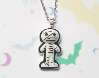 Mummy necklace, Monster necklace, Pendant necklace, Mummy, Monster, Mummified, Halloween, Horror, Goth, Gothic, Emo, Punk, Alternative