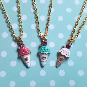 Eis Kette, Eis Anhänger, Anhänger Halskette, Eis, Eistüte, Sommer Schmuck, Urlaub Schmuck, Strand, Meer