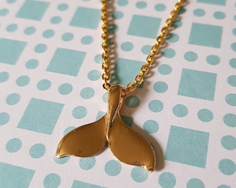 Walvisstaartketting | Vergulde hanger | Oceaansieraden | Op het strand geïnspireerd cadeau | Gouden ketting ketting
