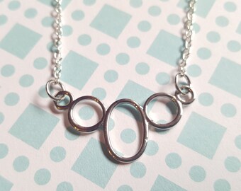 Geometric Circles Necklace | Silver Plated Pendant | Minimalist Modern Jewellery | Layering Necklace | 16 Inch Chain