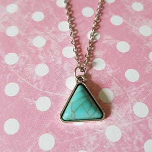 Turquoise triangle necklace, Triangle necklace, Turquoise necklace, Pendant necklace, Gemstone jewellery, Turquoise, Triangle