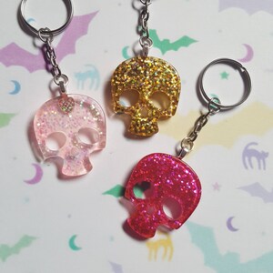 Portachiavi teschio, ciondolo borsa teschio, portachiavi teschio glitter, portachiavi glitter portachiavi alternativo, Halloween, teschio, teschio glitter, Goth, Emo, Punk