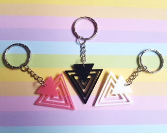 Geometric Triangle Keyring – Bright Acrylic Keychain, Laser Cut Bag Charm, Fun Modern Accessories, Colorful Gift for Her or Him