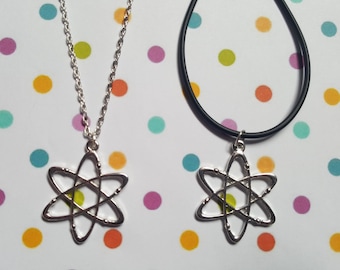 Geek Necklace – Atom Pendant on Chain or Cord, Nerdy Jewelry Gift, Science Teacher or Student Jewelry