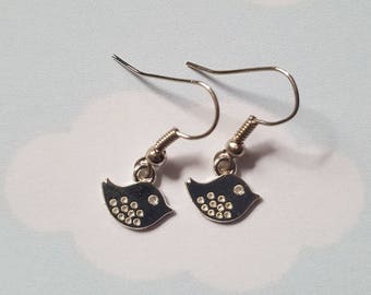 Tiny Bird Earrings | Delicate Silver Dangle Jewelry | Minimalist Nature Gift for Her