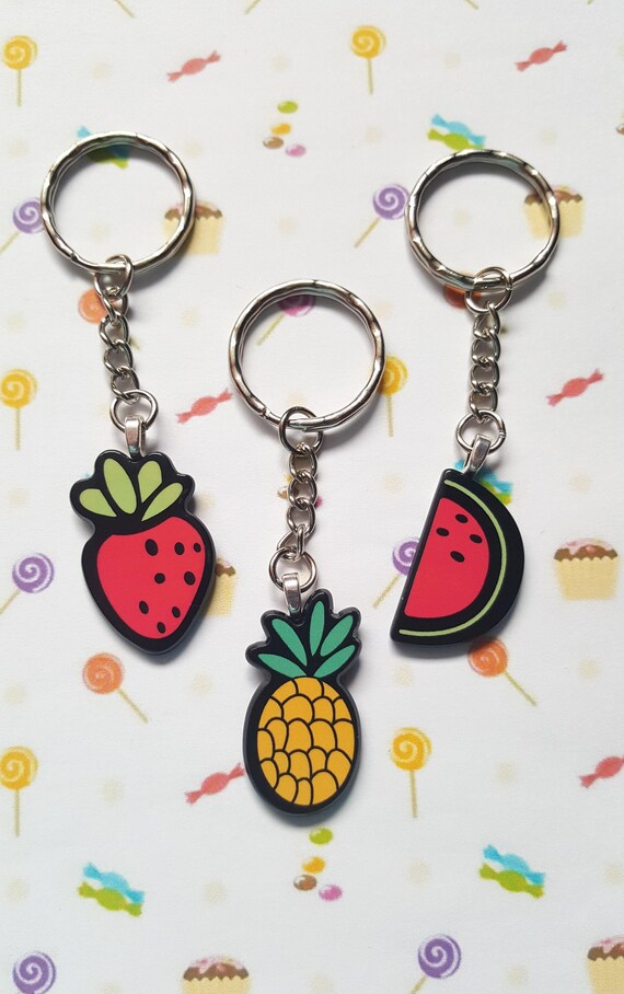 Obst Schlüsselanhänger, Obst Taschenanhänger, Obst Accessoire, Sommer  Accessoire, Wassermelone, Ananas, Erdbeere, Obst, Sommer, Kawaii, Cartoon  Frucht - .de