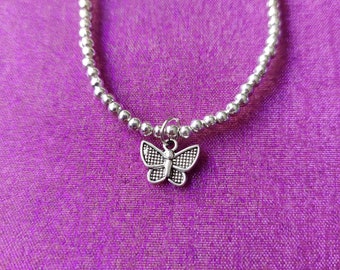 Bracciale Elastico Con Perline Di Pietra E Ciondolo Fenicottero, Diametro 6,5 Cm, Regalo Donna Con Biglietto Auguri