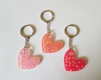 Pink heart keyring, Glitter heart keyring, Heart keyring, Heart bag charm, Glitter keyring, Glitter heart, Pink heart, Glitter, Heart, Pink