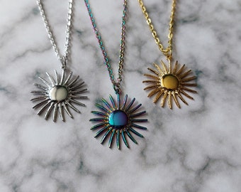 sun necklace, pinwheel necklace, pinwheel jewellery, pendant necklace, sun, sunshine, solar, space, pinwheel