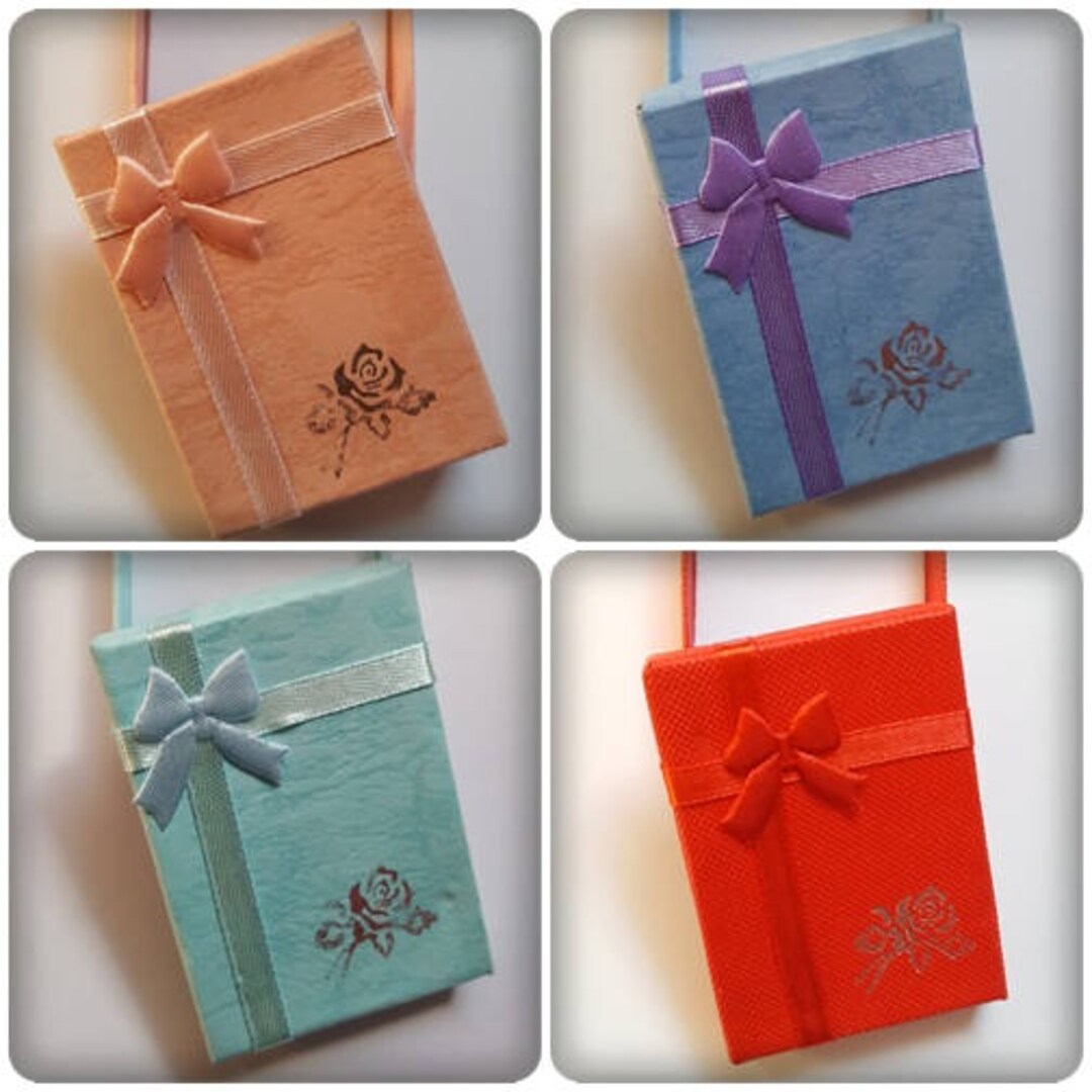 6 Scatoline Regalo Piccole Rosa - 7,5x7,5x3,5 Cm - Con Fiocco - Per