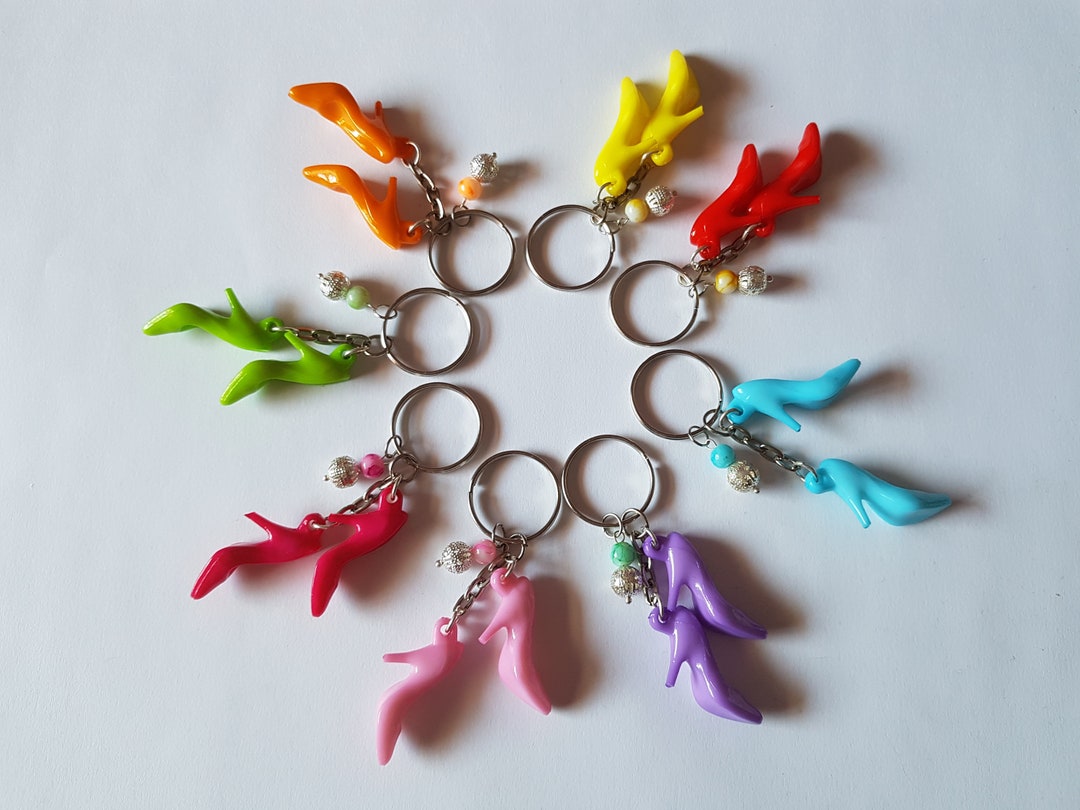 High Heel Shoe Keyring Bag Charm | Acrylic Shoe Pair With Beaded Accent ...
