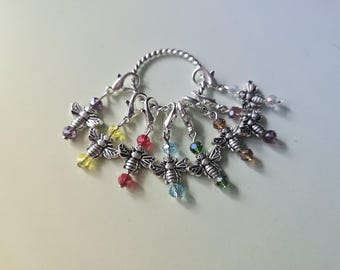 Silver Bee Beaded Stitch Markers – Cute Bumblebee Knitting & Crochet Progress Keepers