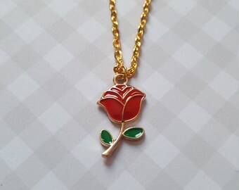 Red rose necklace, Rose necklace, Rose pendant, Flower neckace, Flower jewellery, Rose jewellery, Red rose, Rose, Flower, Floral jewellery