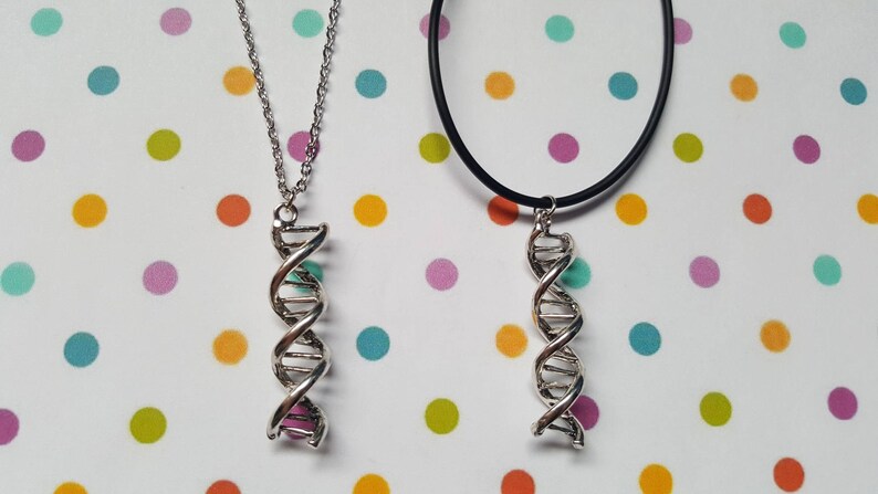 DNA helix necklace, DNA helix pendant, Pendant necklace, Science, Geek, Nerdy, Geek chic, Gifts for geeks, Science lovers, DNA, Helix image 1