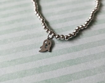 Ghost-bedelarmband | Elastische sieraden met kralen | Leuk griezelig Halloween-accessoire