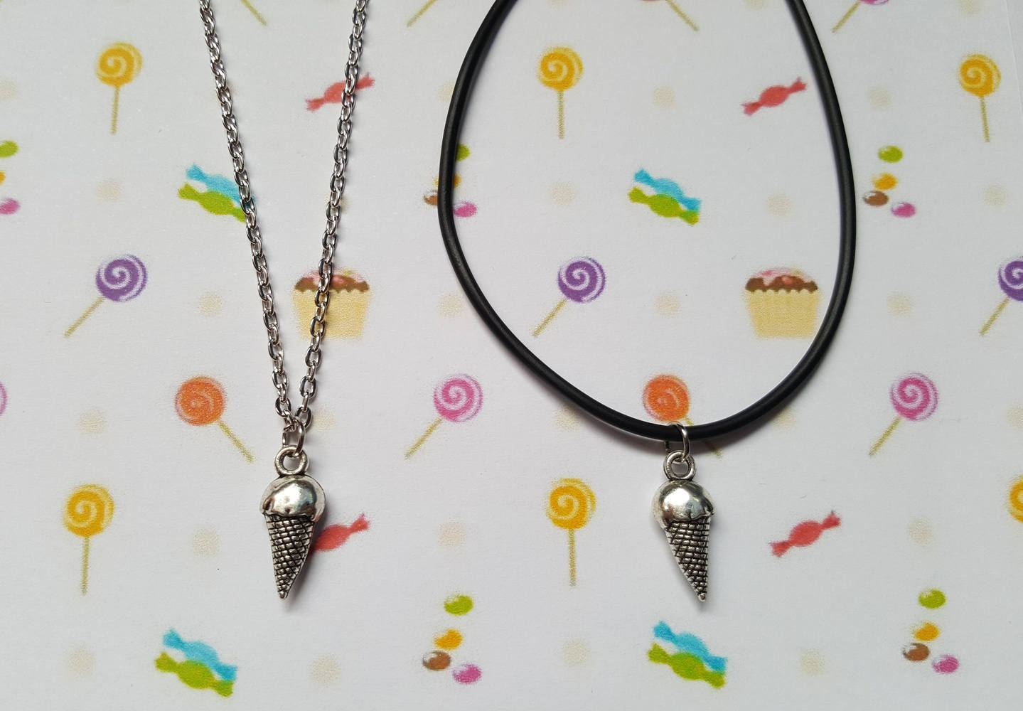 Ice Cream Cone Necklace | Summer Vibes Pendant | Cute 3D Silver