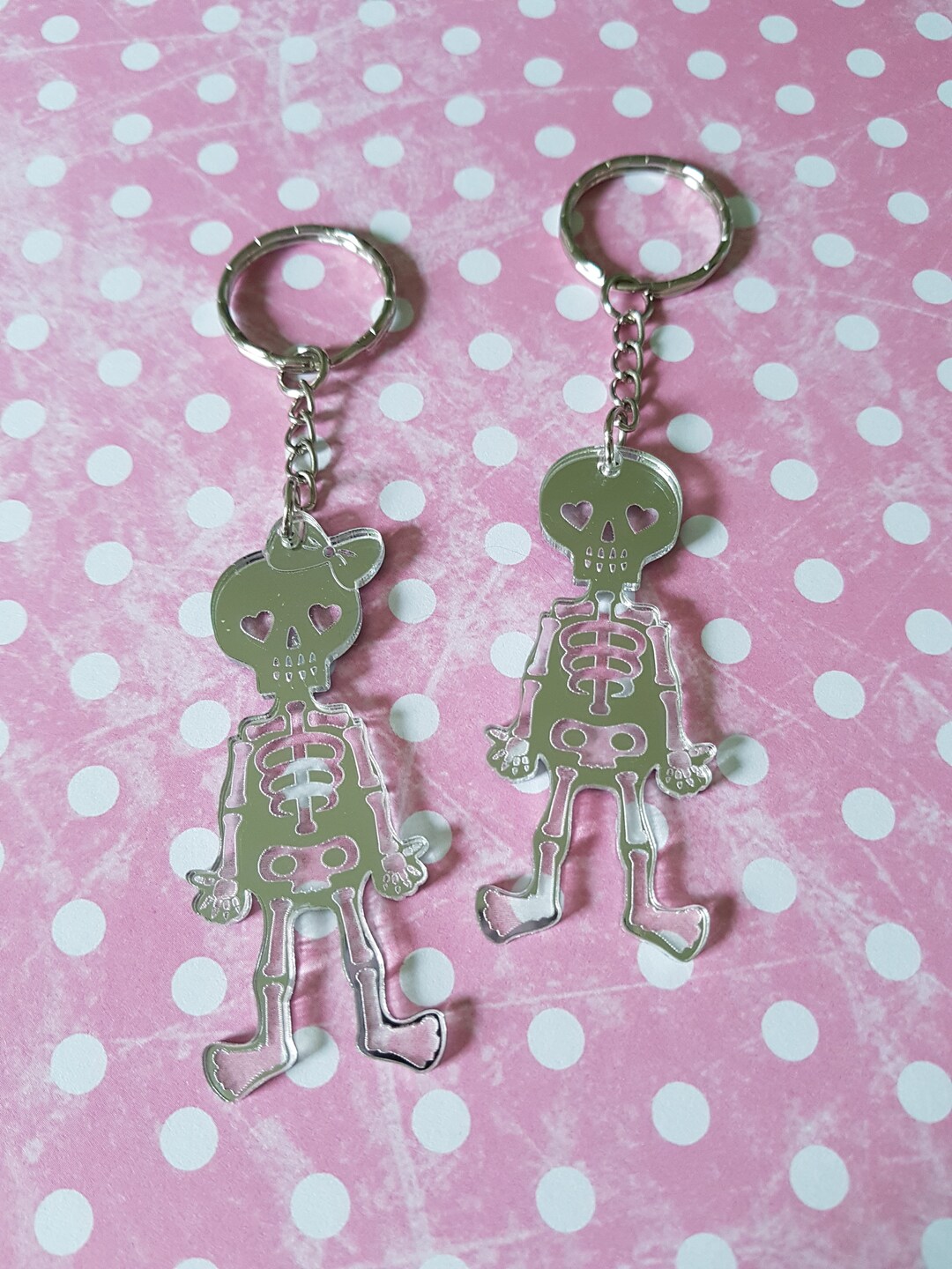 Nice Key Rings Skeleton Mirrored Skeleton Keyring | Laser Cut Acrylic Skeleton | Spooky Gothic ...