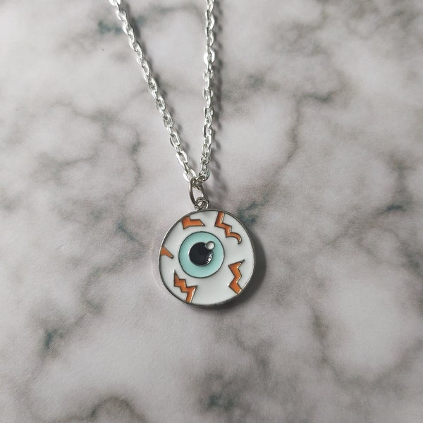 eyeball necklace, halloween necklace, handmade necklace, halloween jewellery, spooky, halloween, goth, emo, creepy