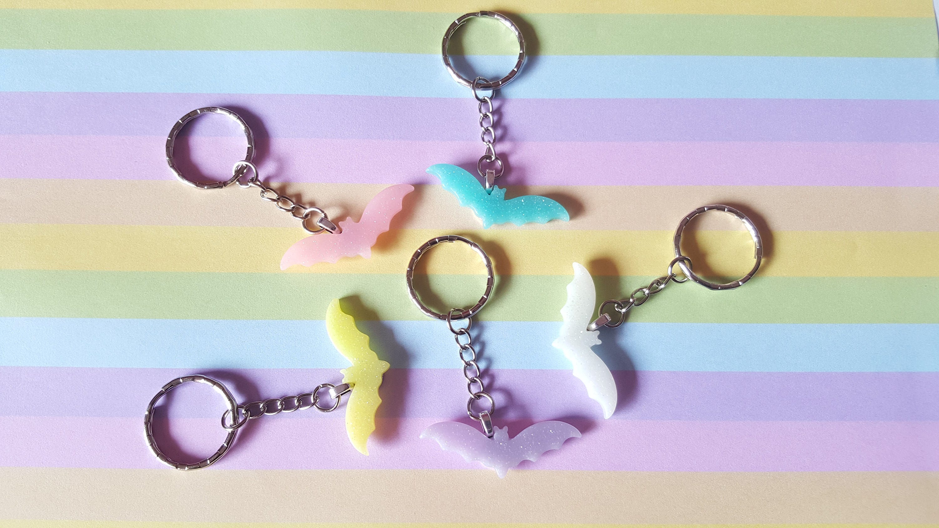 Glitter bat keyring Bat keyring Bat pendant Halloween Etsy