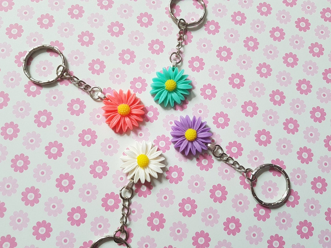 Daisy Keyring, Flower Keying, Daisy Flower Keyring, Daisy Bag Charm ...