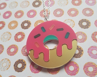 Donut necklace, Doughnut necklace, Donut accessory, Kawaii, Kawaii donut, Foodie gift, Food lover gift, Donut lover, Sweet treats