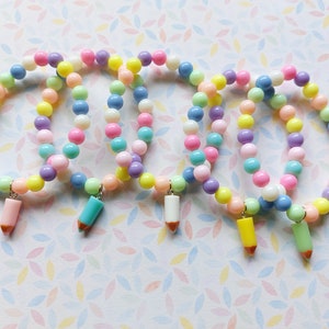 pencil bracelet, pastel bracelet, Beaded bracelet, pencil, pencils, crayons, pencil crayons, pastel bead bracelet, nostalgia, teacher gift
