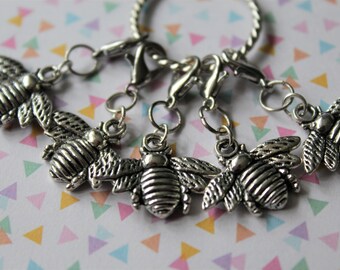 Bee Stitch Markers | Silver Plated Knitting & Crochet Markers | Cute Craft Accessories for Bee Lovers