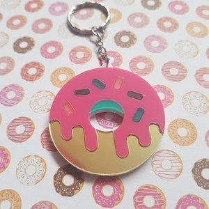 Donut keyring, Doughnut bag charm, Donut accessory, Kawaii, Kawaii donut, Foodie gift, Food lover gift, Donut lover, Sweet treats
